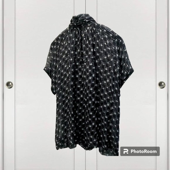 🖤🌹🖤Cute Flowy Zara Check Short Sleeve Blouse - Picture 5 of 13